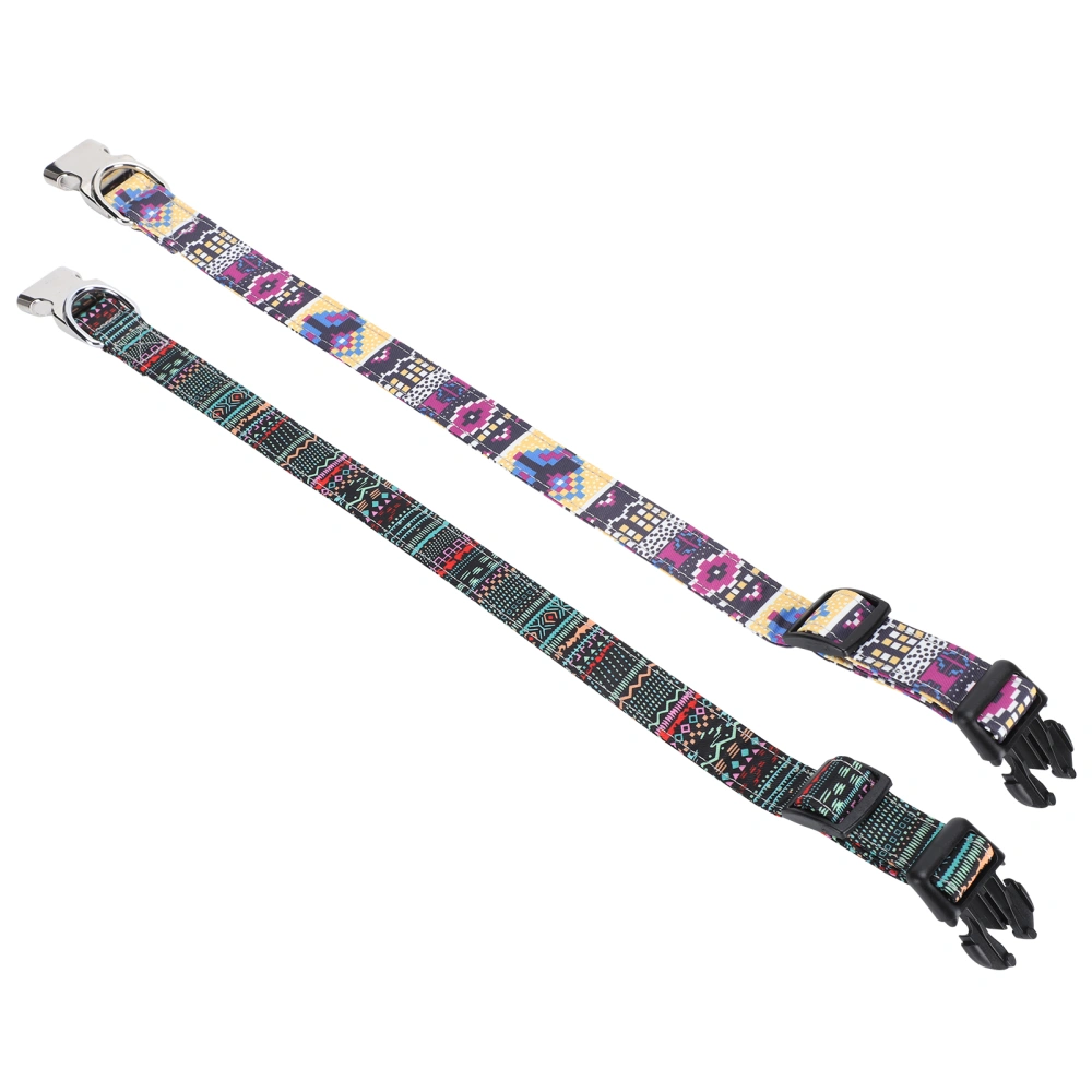 Adjustable Pet Collar Dog Cat Colorful Canvas Collar with Engraved Buckle for IdentifyMosaic Pattern+Indian Style M