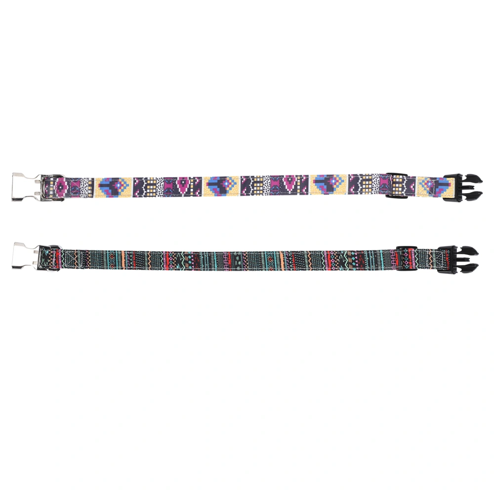 Adjustable Pet Collar Dog Cat Colorful Canvas Collar with Engraved Buckle for IdentifyMosaic Pattern+Indian Style S