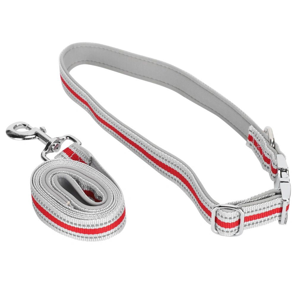 Reflective Dog Collars Leashes Set Metal Buckle Engraved Diving Cloth Pet Pulling RopeRed L Set