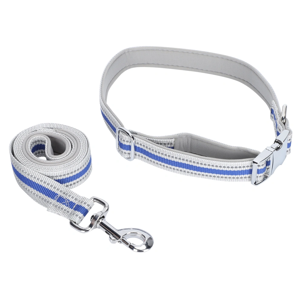 Outdoor Dog Reflective Nylon Collars with Quick Release Buckle and Matching Leashes SetDark Blue XS