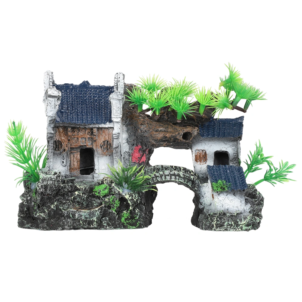 Fish Tank Decor Resin Landscaping Rockery House Fish Cave Aquarium Building Decoration