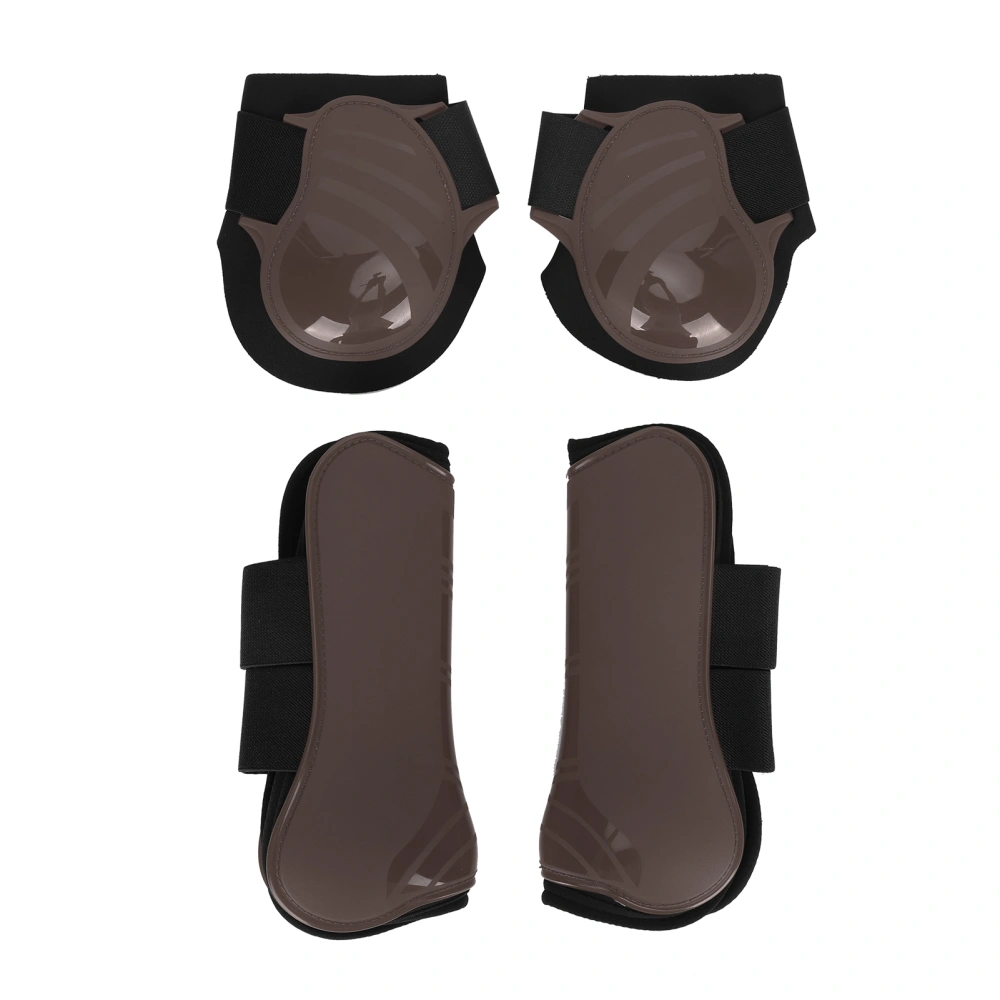 1Set Horse Legguard Leg Protector PU Thickened Shell Elastic Cushioning Inner Padbrown L