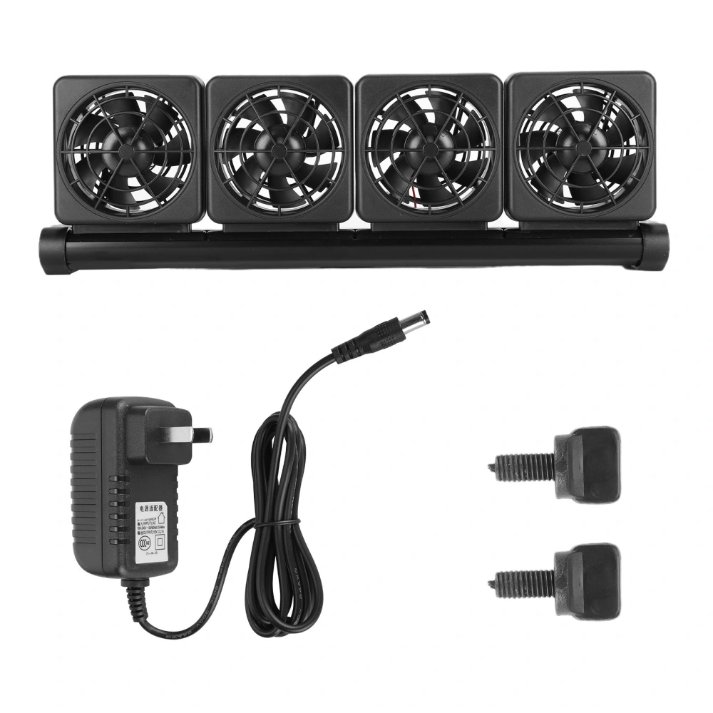 Aquarium Fish Tank Cooling Fan Reduce Water Temperature Adjustable Wind Speed US Plug 110‑240V4 Fans