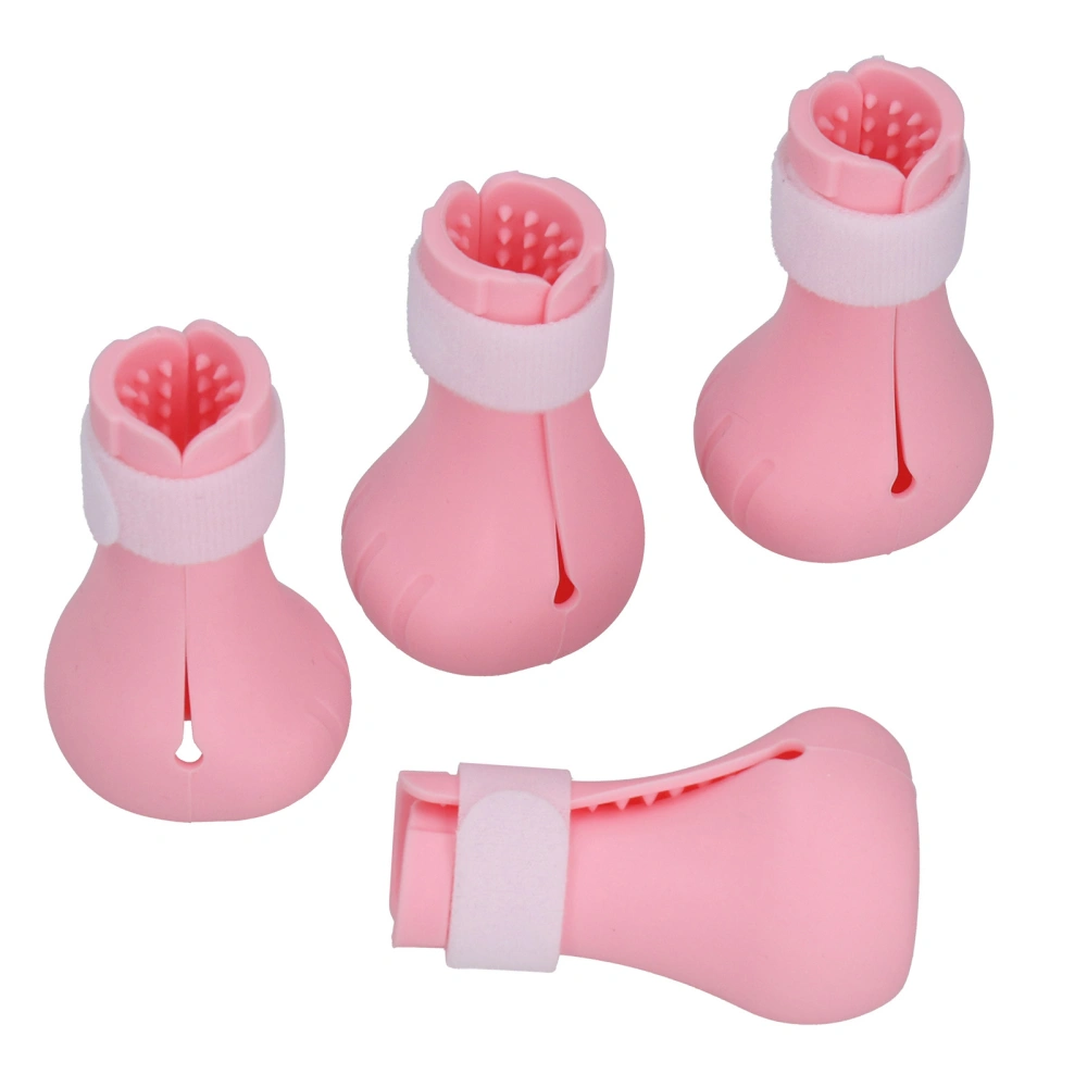 Silicone AntiScratch Cat Shoes Boots Cat Nail Cover Paw Protector for Bathing Shaving(Pink )