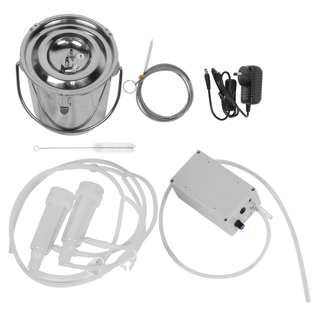 3L Adjustable Motor Milking Device Machine Vacuum Pump Stainless Steel Bucket for Sheep 100-240VAU Plug