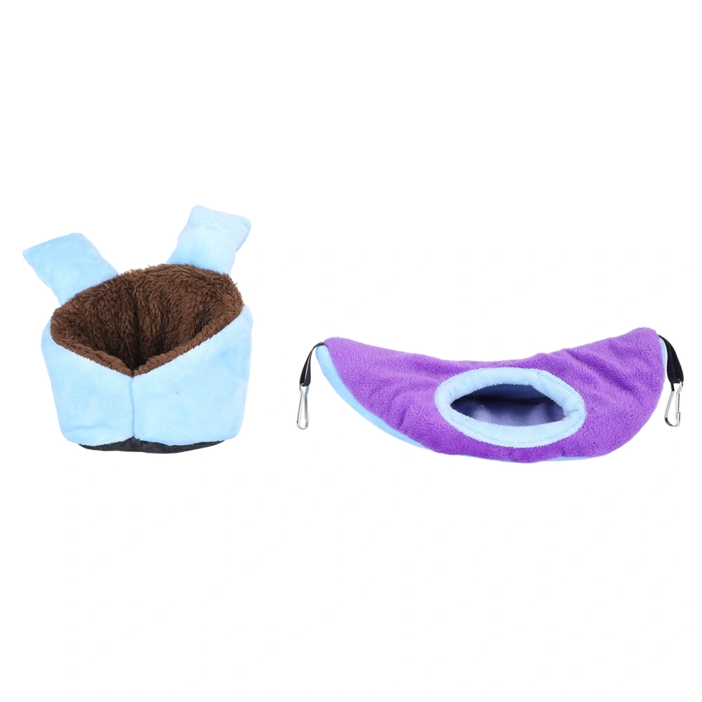 2pcs / Set Hamster Cute Hammock Hanging Bed Cage Small Pet Guinea Pig Rest Play Sofa Nest(BluePurple )