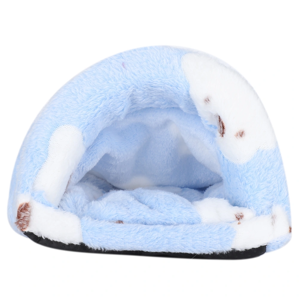 Mini Pet Winter Sleeping Bed Cage Removeable Hamster GuineaPigs Warm House Cave(Blue M)