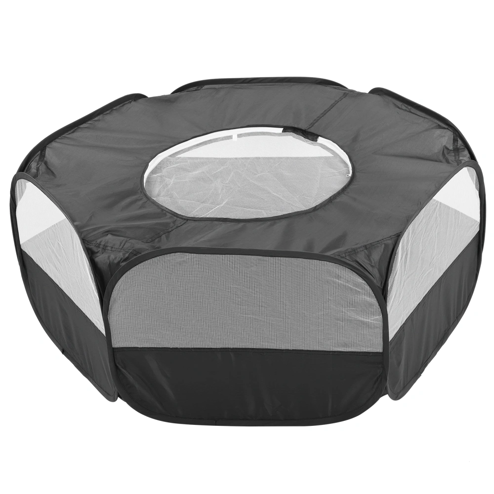 Foldable Small Animal Hamster Fence Autoopen Outdoor Indoor Exercise Crawling Pet Tent(Small Pet Fence with Cover and Side ClothBlack )