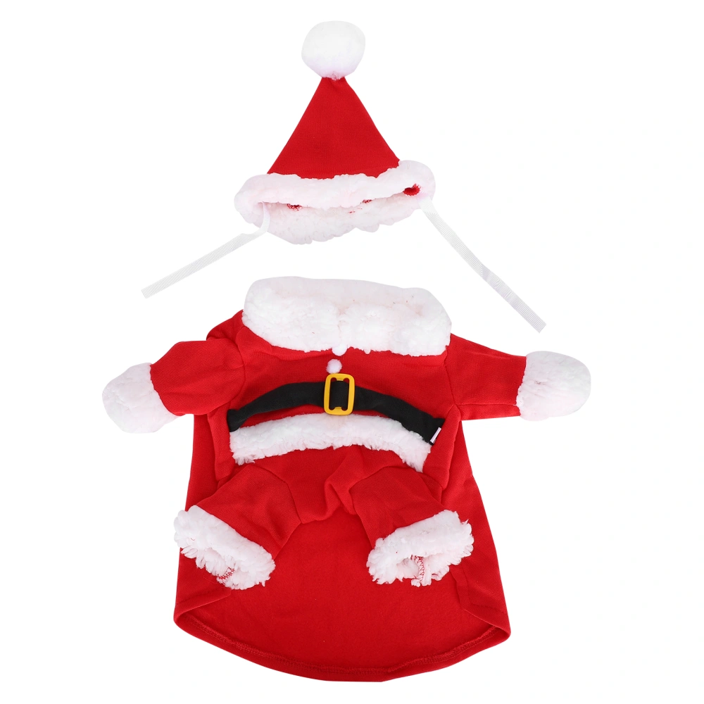 Universal Pet Dog Cat Santa Claus Style Cotton Comfortable Clothing Clothes with HatRED M