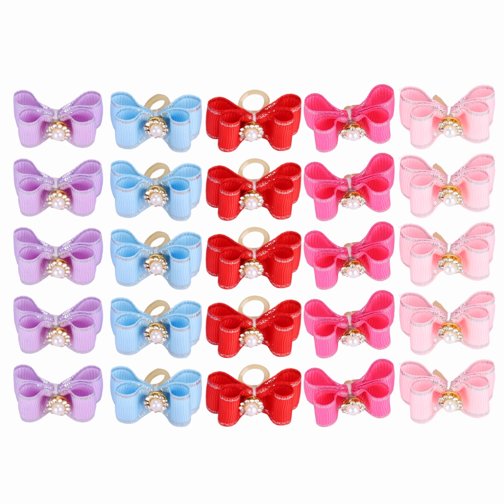 25Pcs/lot Cute Pet Dog Bow Grooming Bows Loverly Bowknot with Rubber Bands Pet Headwear