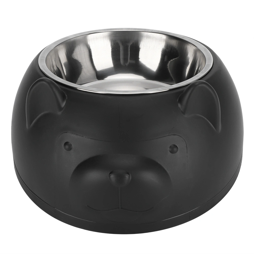 Pet Cat Food Bowl Stainless Steel Dog Food Water Feeder Bowl NonSlip Feeding Bowl(with Stainless Steel Bowl Black)