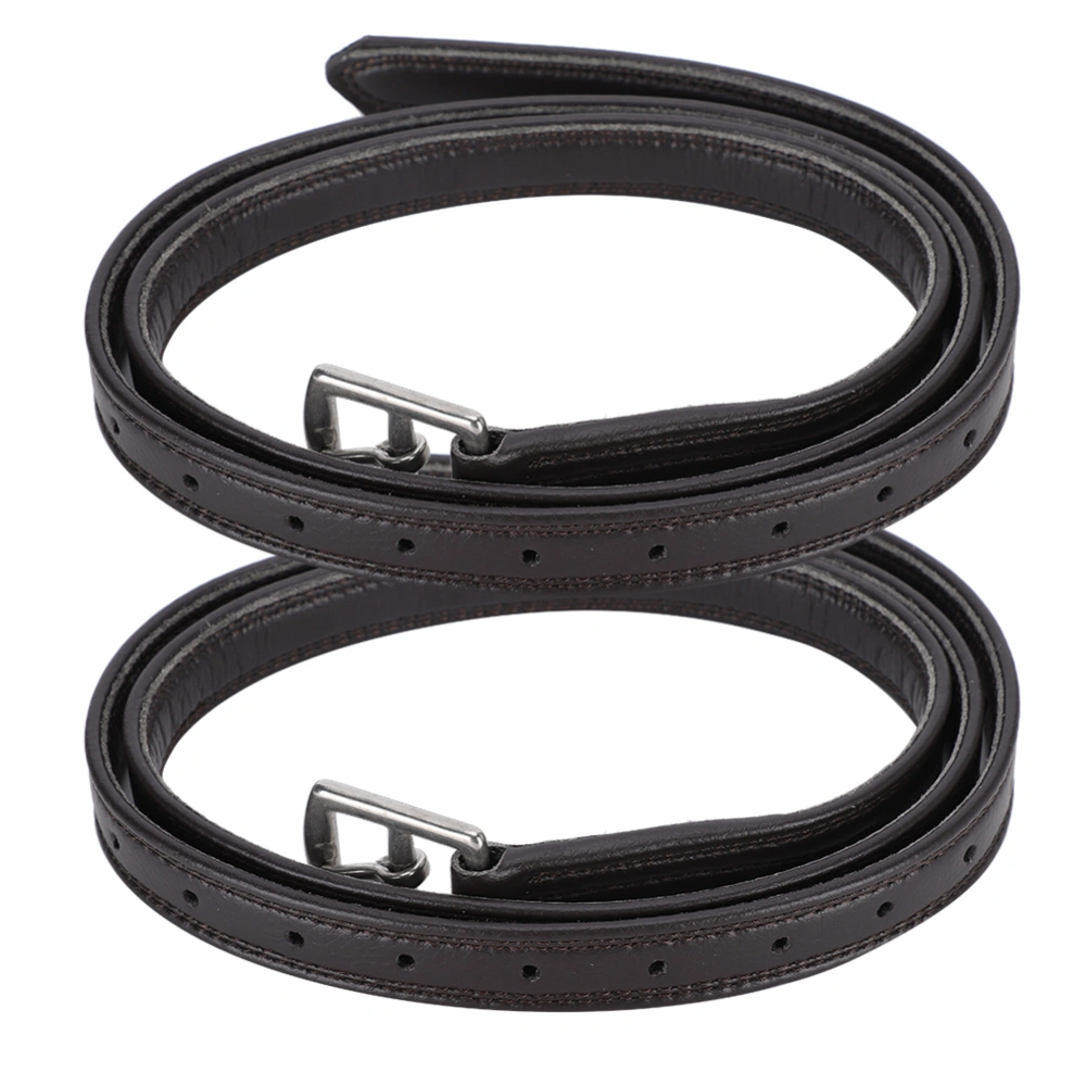 A Pair of Britain Saddle Horse Stirrup Belt Soft Leather Microfiber Stainless Steel BuckleDark Brown