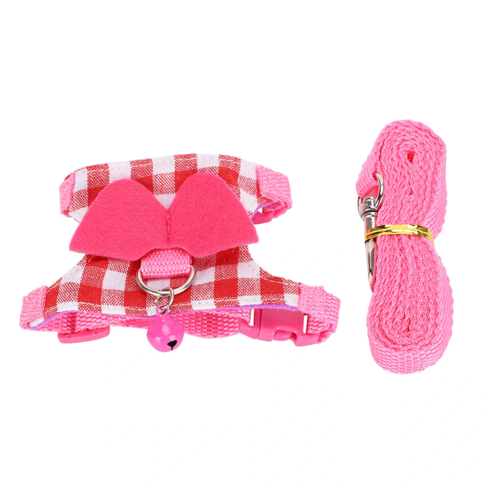 Small Animal Outdoor Walking Harness Pink Plaid Vest Leash Set Chest Strap for Ferret Chinchilla SquirrelM