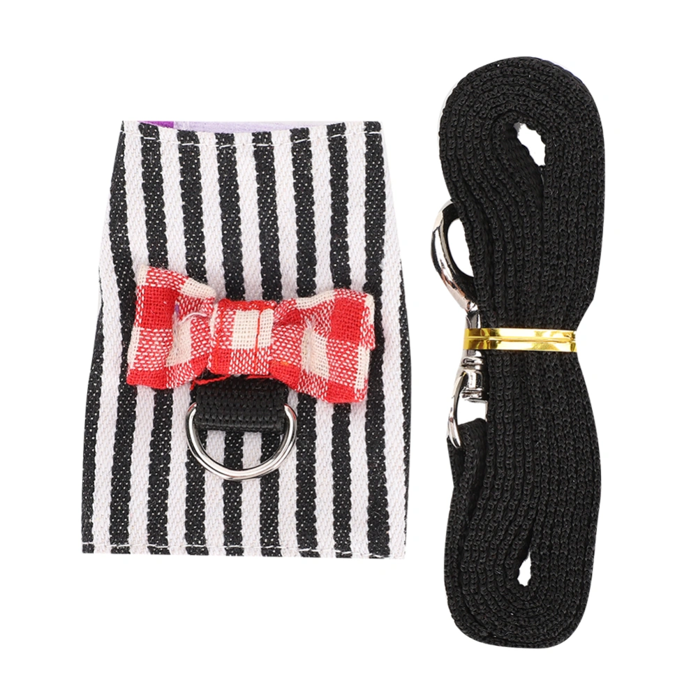 Small Animal Adjustable Harness Squirrels Hamster Ferret Traction Rope (BlackWhite Stripe)(M )