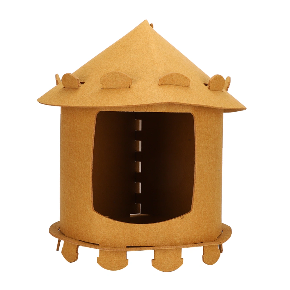 Pet Cat Small Dog Felt Cloth Moveable Tent House Mongolian Yurt Shape for Playing Sleepingcoffee color