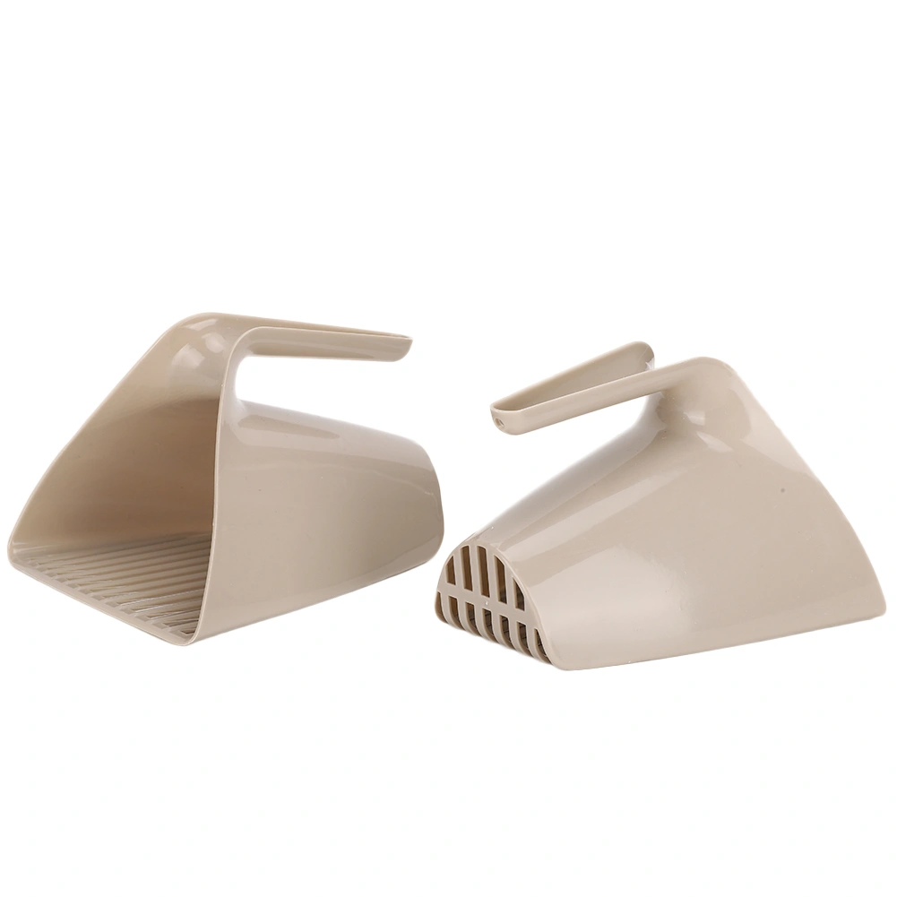 2Pcs/ Set Cat Litter Boxes Shovel Cleaning Tool Cat Toilet Plastic Shovel Scoop with HandleLight Brown