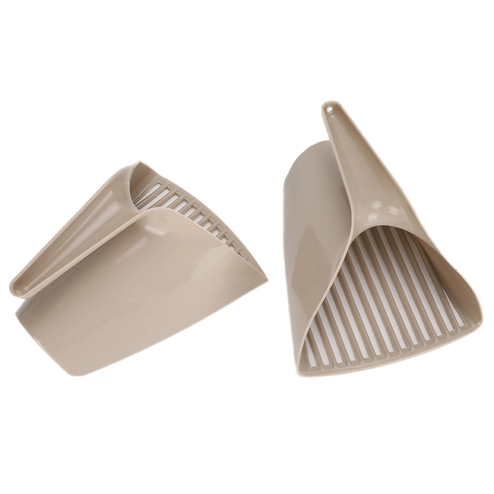 2Pcs/ Set Cat Litter Boxes Shovel Cleaning Tool Cat Toilet Plastic Shovel Scoop with HandleLight Brown