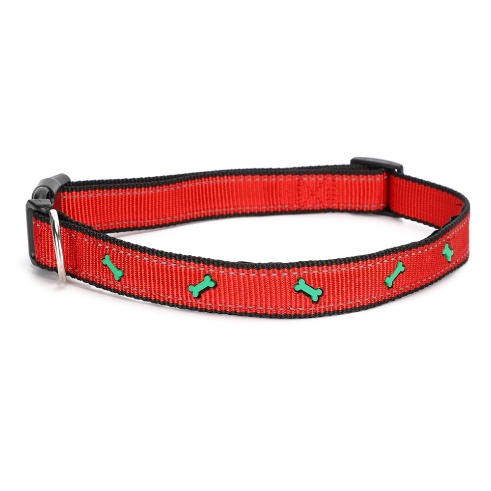 Pet Dogs Cats Adjustable Reflective Safety Nylon Collar Neck Strap with Safety BuckleRed