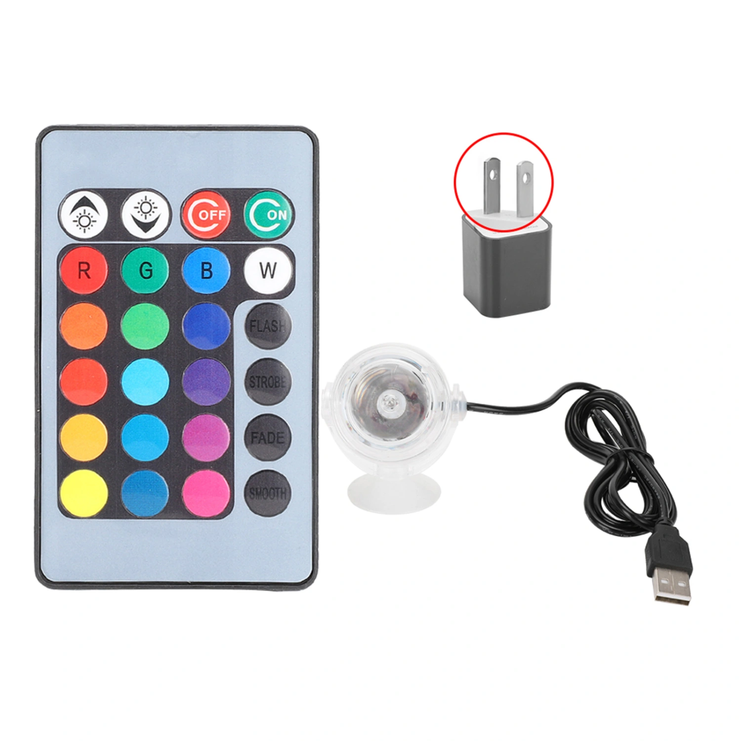 Plastic LED Aquarium Colourful Gradient Waterproof Submersible Night Spot Light Freshwater Seawater Fish Tanks Accessory 100-240V(Dazzling Remote Control(16 Colours Adjustable) US Plug)