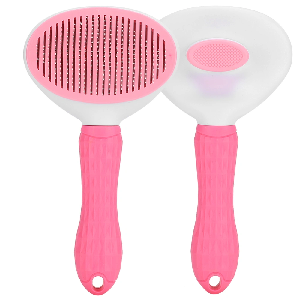 Dog Cat Brush Comb Remove Floating Hair Press Button Tear off Whole Piece Pet Massage Fur Grooming ToolPink