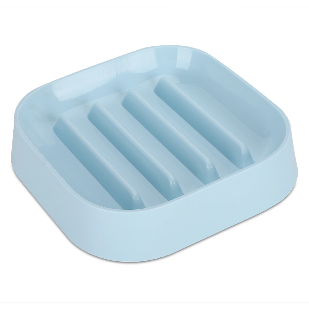 Food Grade Plastic Square Shape Pet Slow Food Anti Choking Feeding Bowl Supplies with Bottom Anti-Skid Pad for Cats Dogs(Blue )