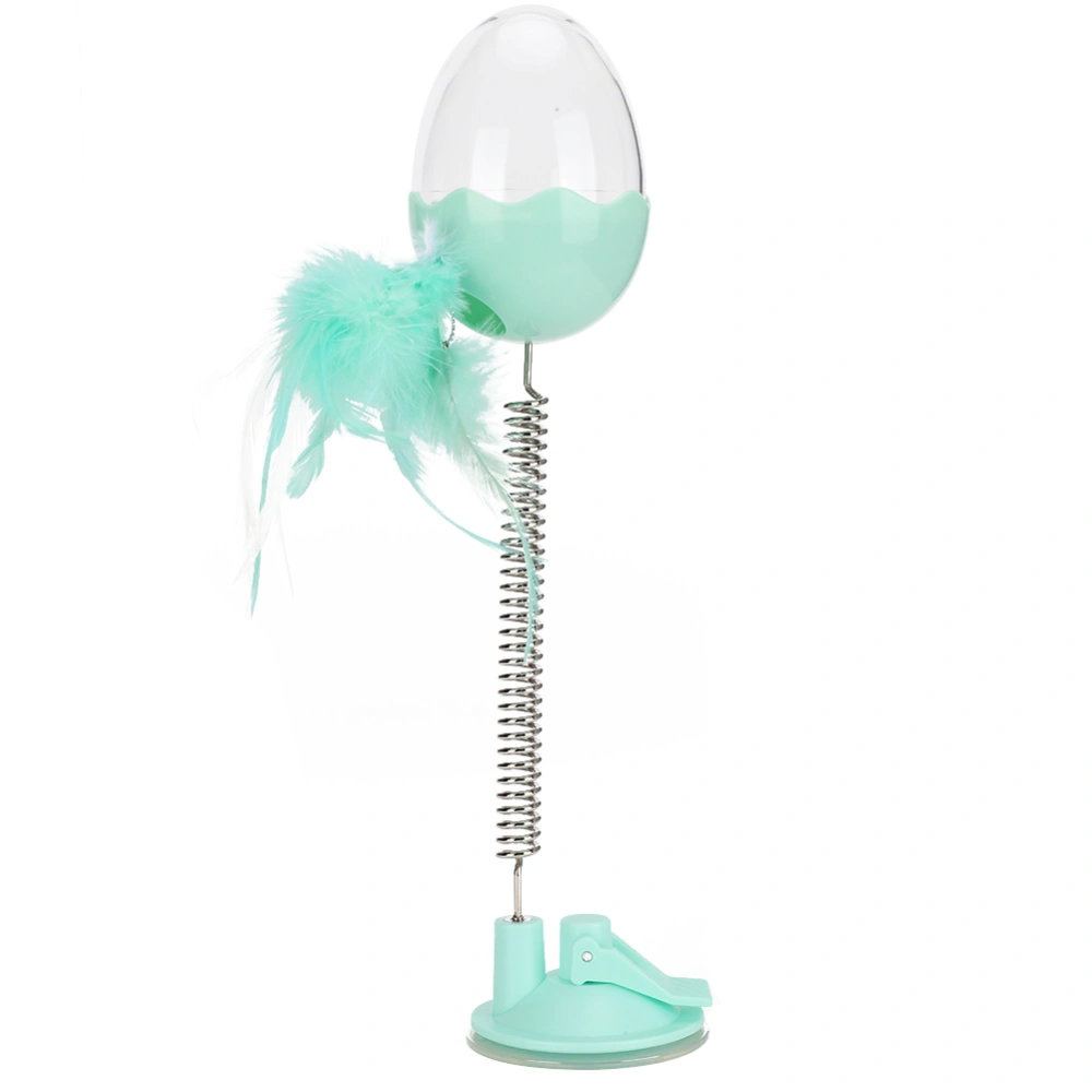 Plastic Green Transparent Eggshell Pet Leaking Food Ball Suction Cup Cat Swing Middle Spring Toy for Fun PlayingGreen