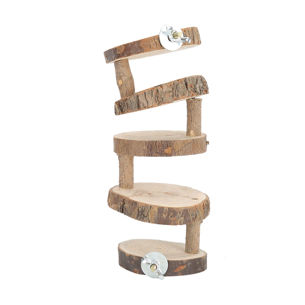 5 Layers Wooden Hamster Ladder Parrot Toy Climbing Stairs Pet Toys Perches Cage