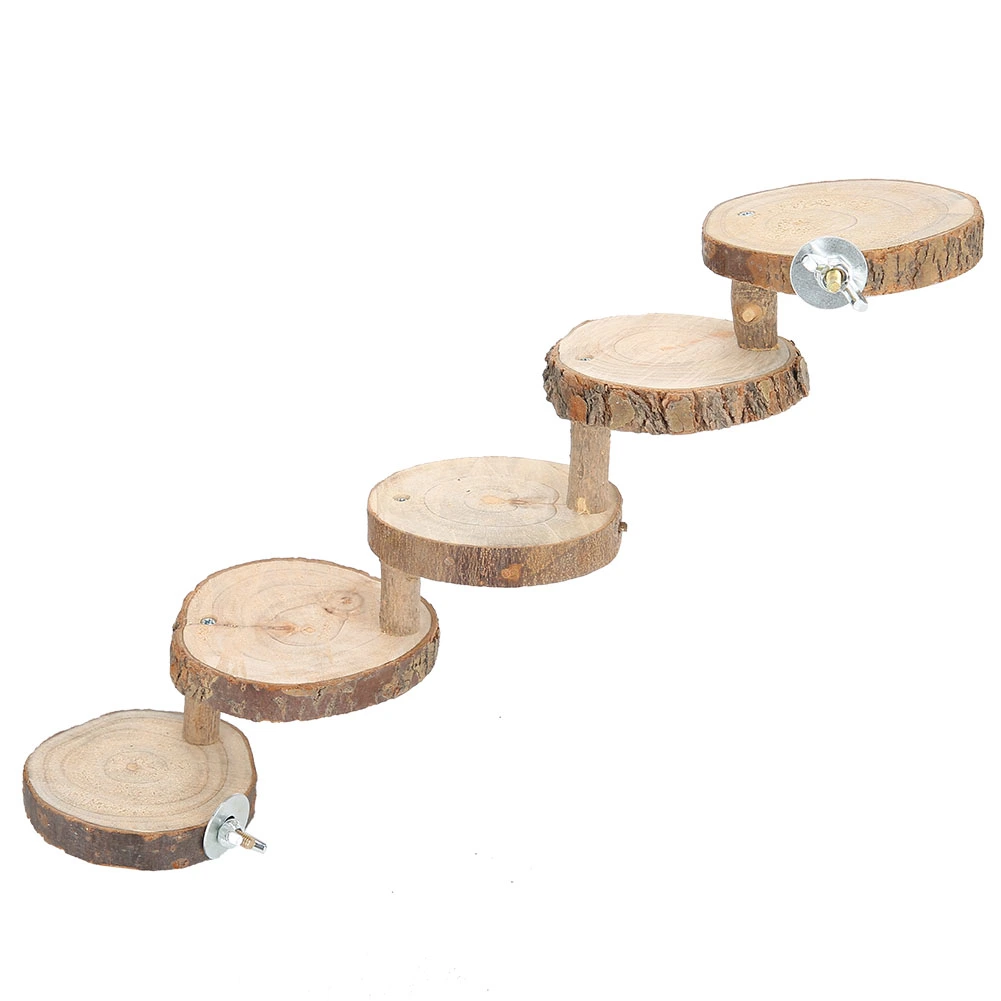 5 Layers Wooden Hamster Ladder Parrot Toy Climbing Stairs Pet Toys Perches Cage