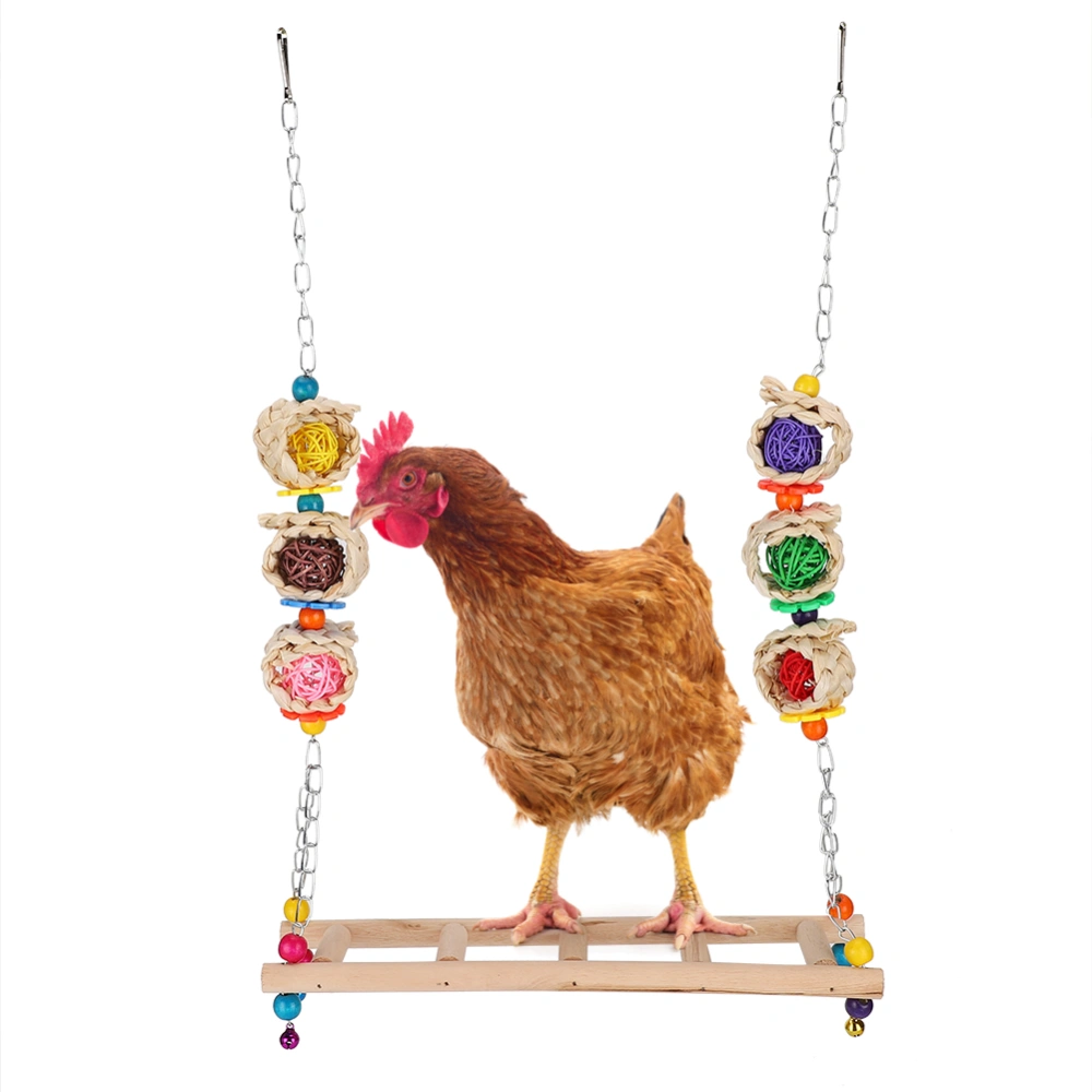 Wooden Pet Chicken Hanging Swing Toy Bird Parrot Chicken Climbing Stand Ladder Training Toys