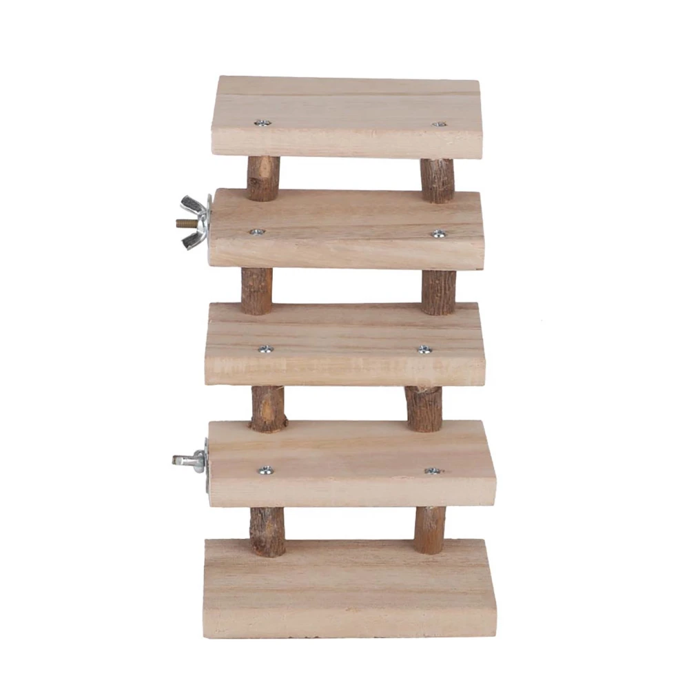 5 Layers Natural Wood Hamster Ladder Parrot Toy Climbing Stairs Pet Toys Gift Cage Accessories