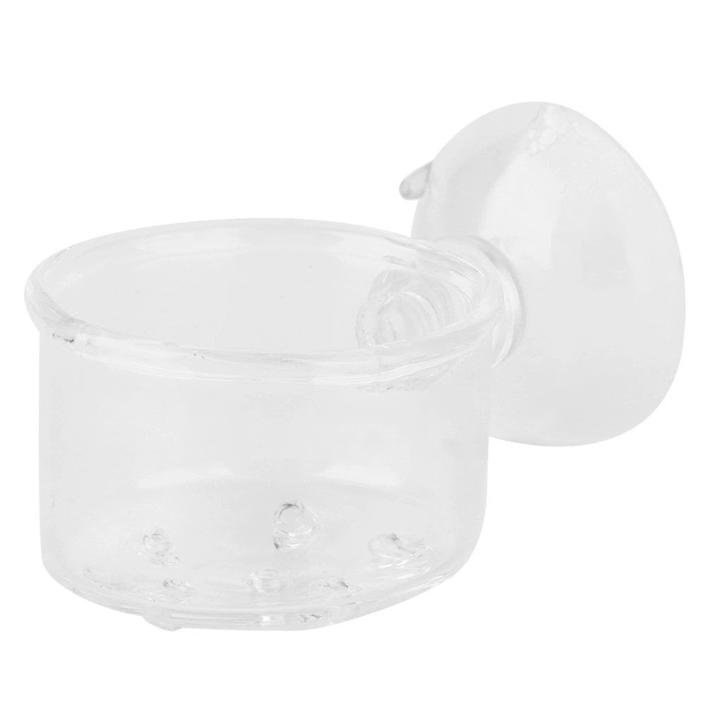 Transparent Aquarium Red Worm Feeder Suction Cup Fish Feeding Cup Container AccessoryGlass Hole Cup