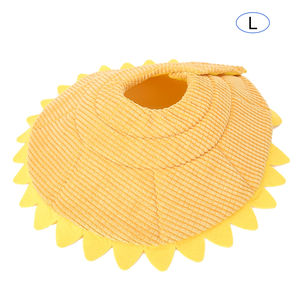 Pet Neck Collar Comfy Cone Sunflower Plush Cover with Hook&amp;Loop for Dog Cat Puppy(L )