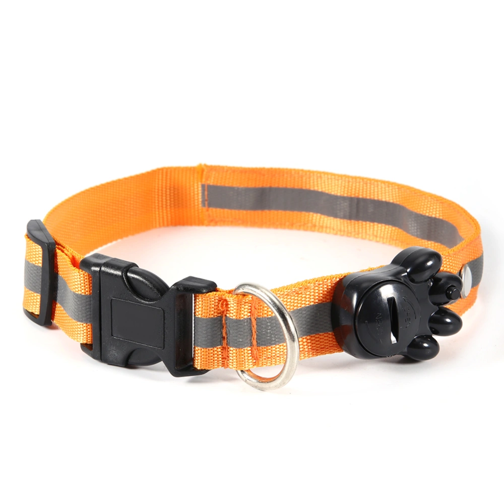 Nylon Adjustable LED Strip Light Pet Collar Lighting Neck Strap with Jewel for Small Dogs CatsOrange Free Size