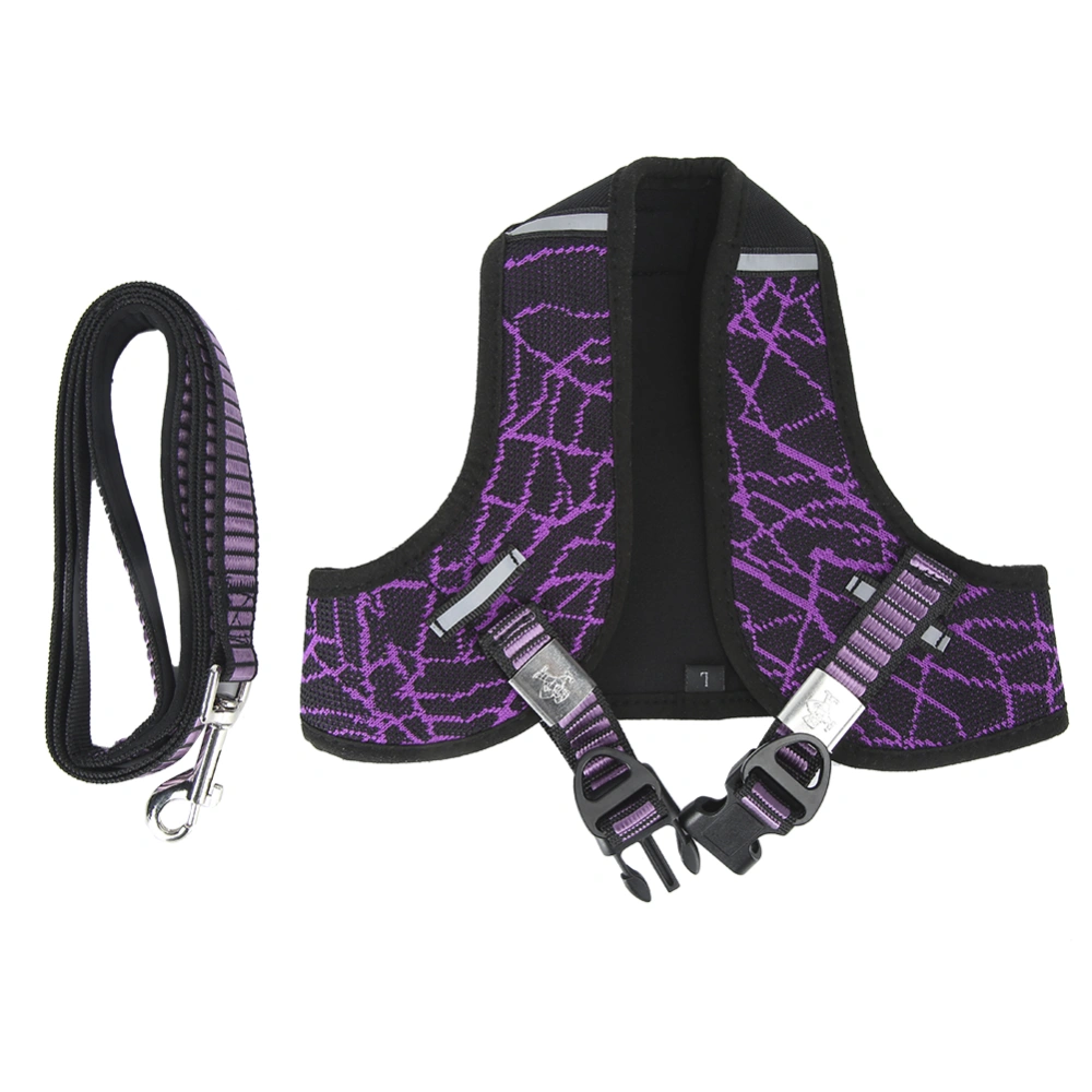 Polyester Purple Reflective Pet Chest Strap Harness Pulling Traction Leash Rope for Dogs CatsXS