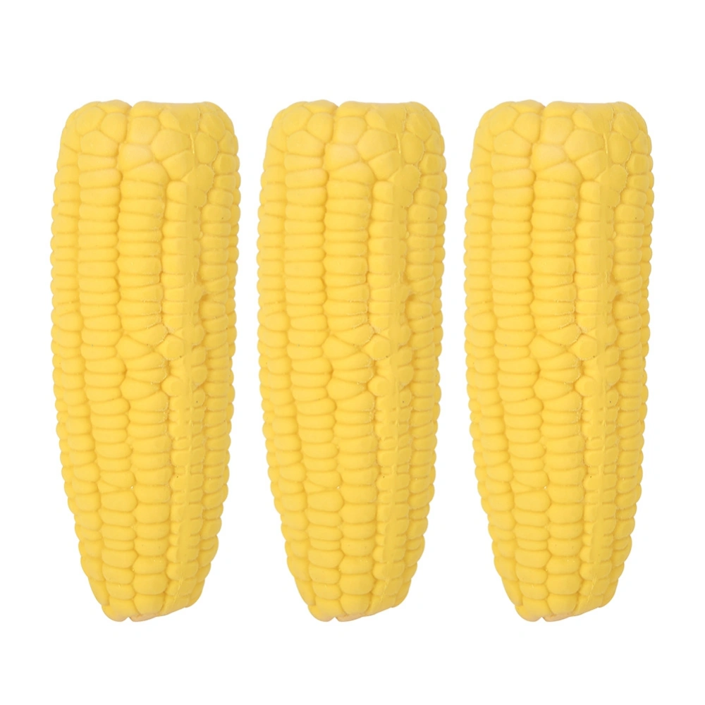 3PCS Latex Yellow Pet Corn Shape Sounding Teeth Cleaning Protection Chewing Biting Interactive Training Toy for Dogs