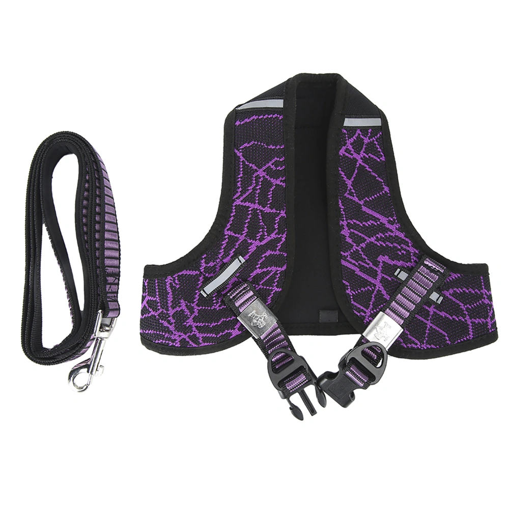 Polyester Purple Reflective Pet Chest Strap Harness Pulling Traction Leash Rope for Dogs CatsM