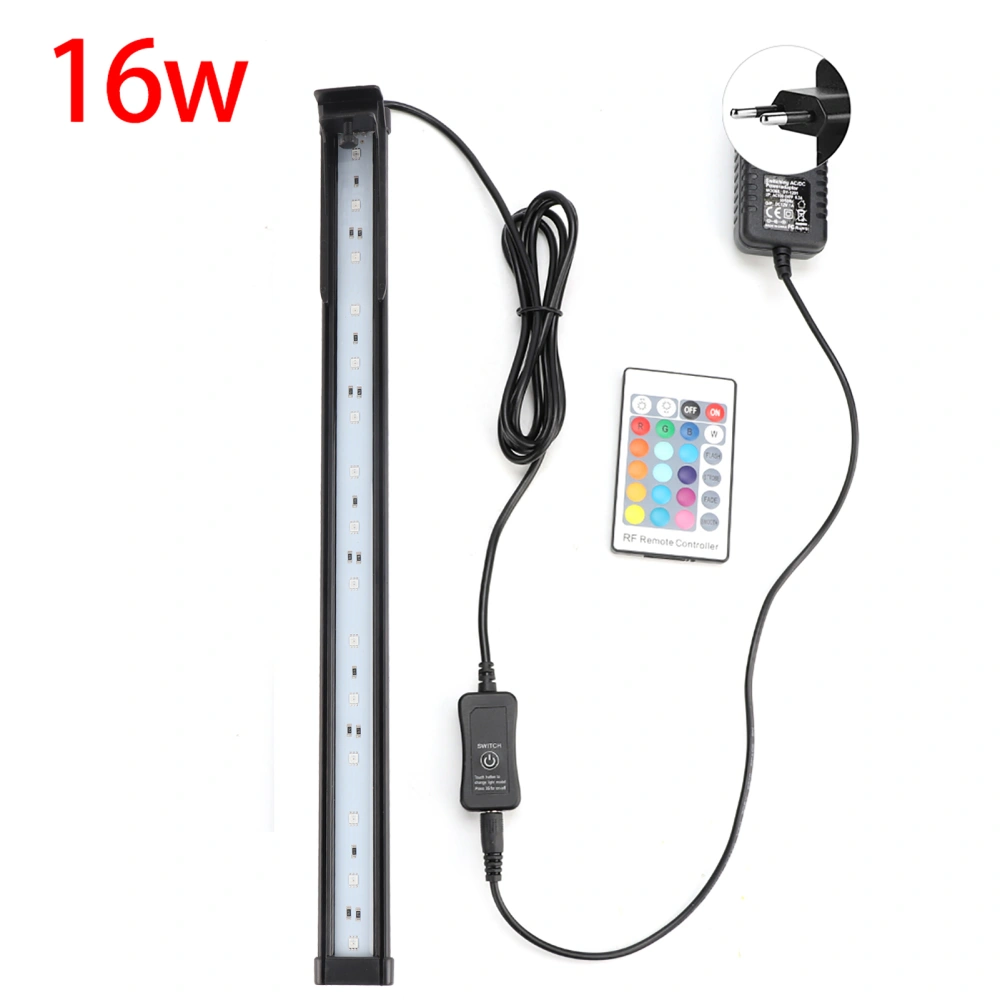 Aluminum Alloy Aquarium Remote Control Lamp Fish Tank High Color Rendering Index Bracket Light 100-240V16W EU Plug