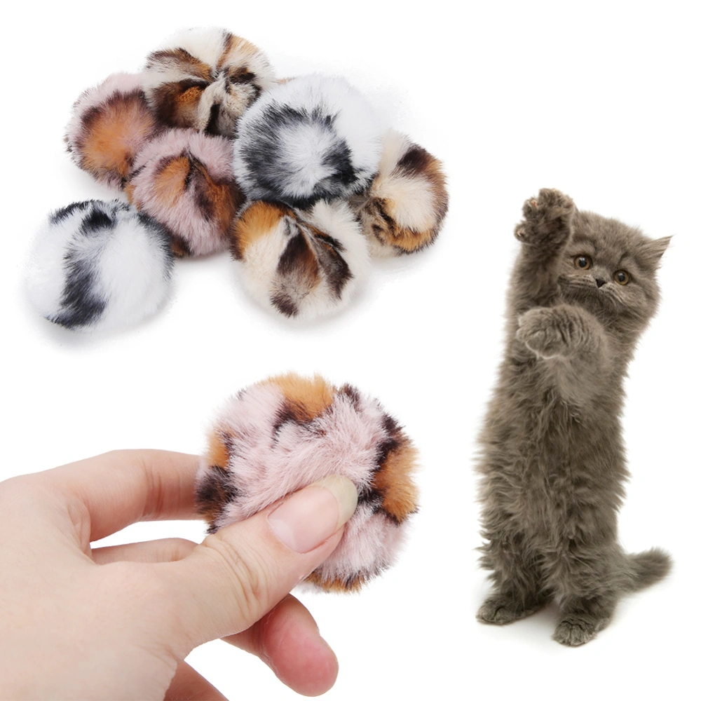 9Pcs Pet Cat Plush Leopard Ball with Catnip Safety Training Playing Interactive Toy