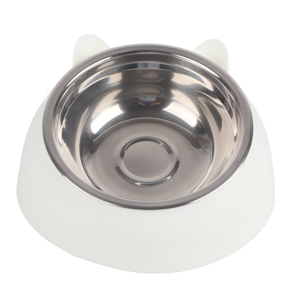 15 Degree Pet Tilted Feeder Food Feeding Bowl Neck Protection for Cat Small Dogsmall size 304 stainless steel white