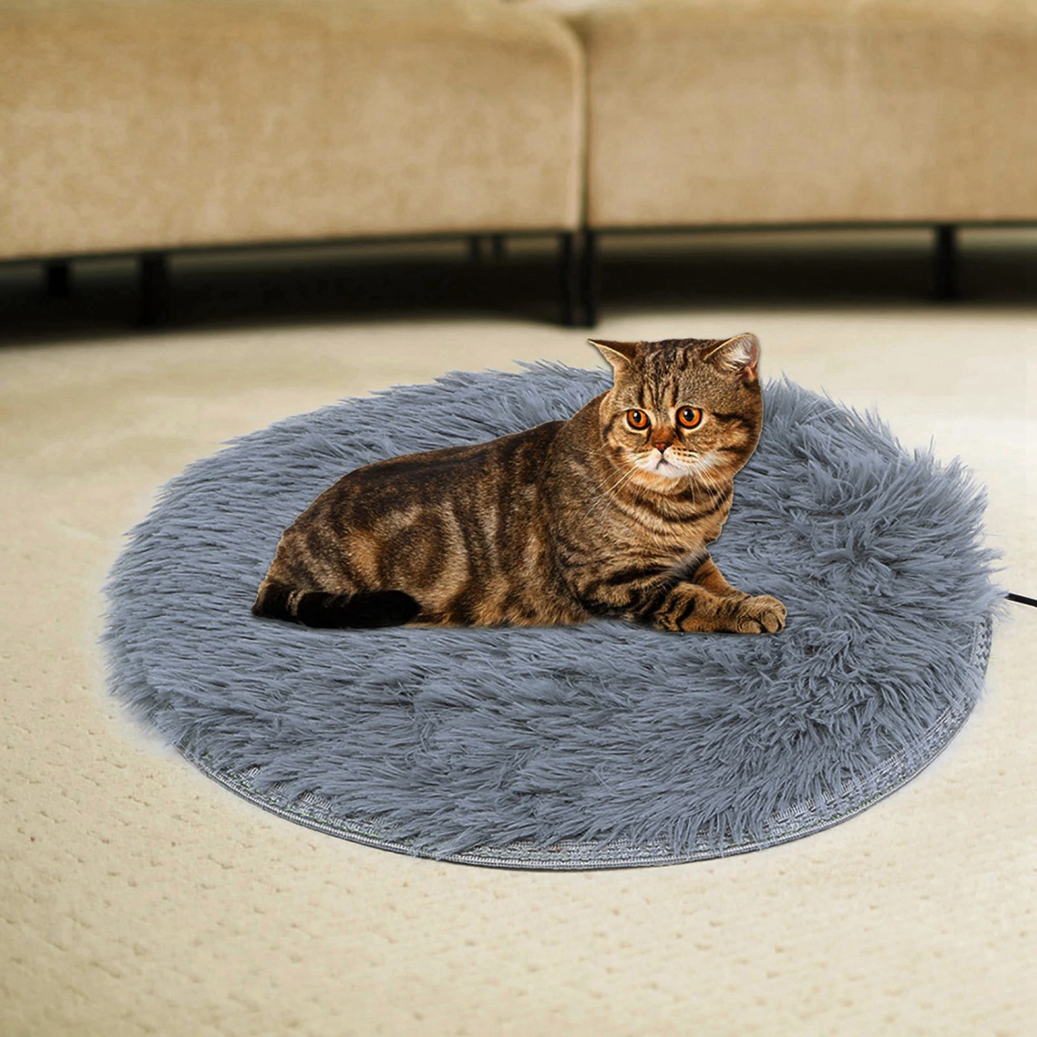 Plush Four Seasons USB Charging Interface Pet Electric Blanket Heating Pad Mat for Small Dogs CatsSilver Gray