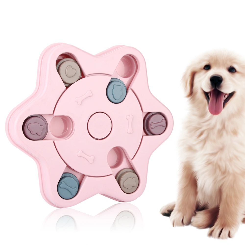 Plastic Portable Pet Food Feeding Bowl Educational Puzzle Interactive Toy for Dogs CatsPink Hexagonal