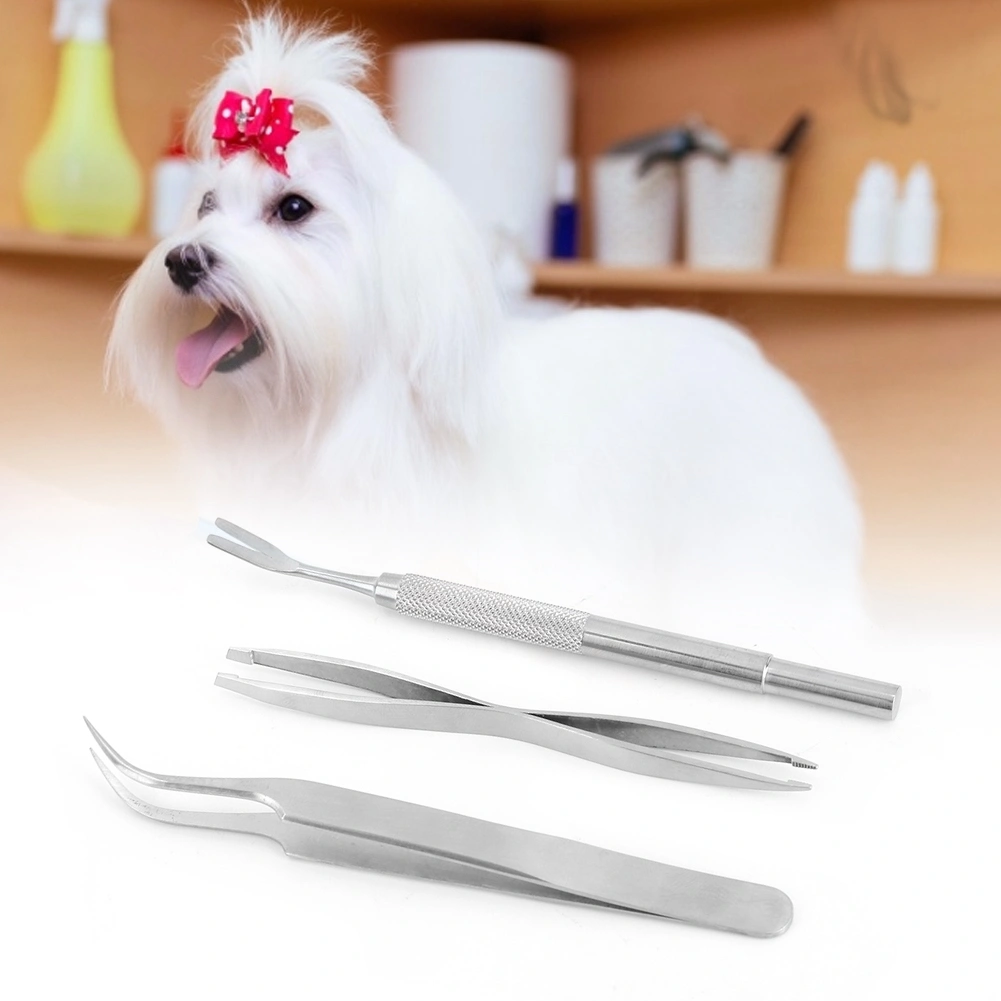 Stainless Steel Pet Dog Cat Tick Removal Fork Tweezers Clip Remover Grooming Tool Accessories
