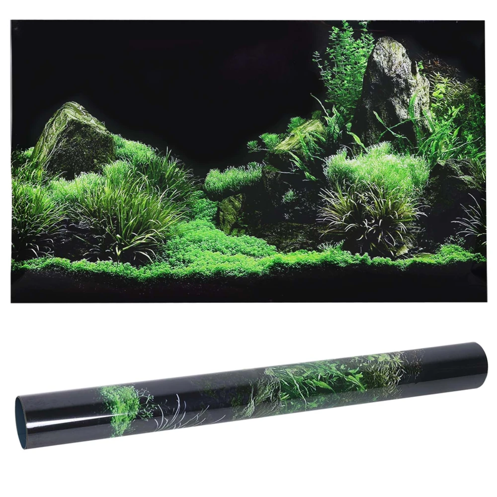 Aquarium Fish Tank Seafloor Water Grass Background Decoration Painting PVC Sticker91 x 50cm