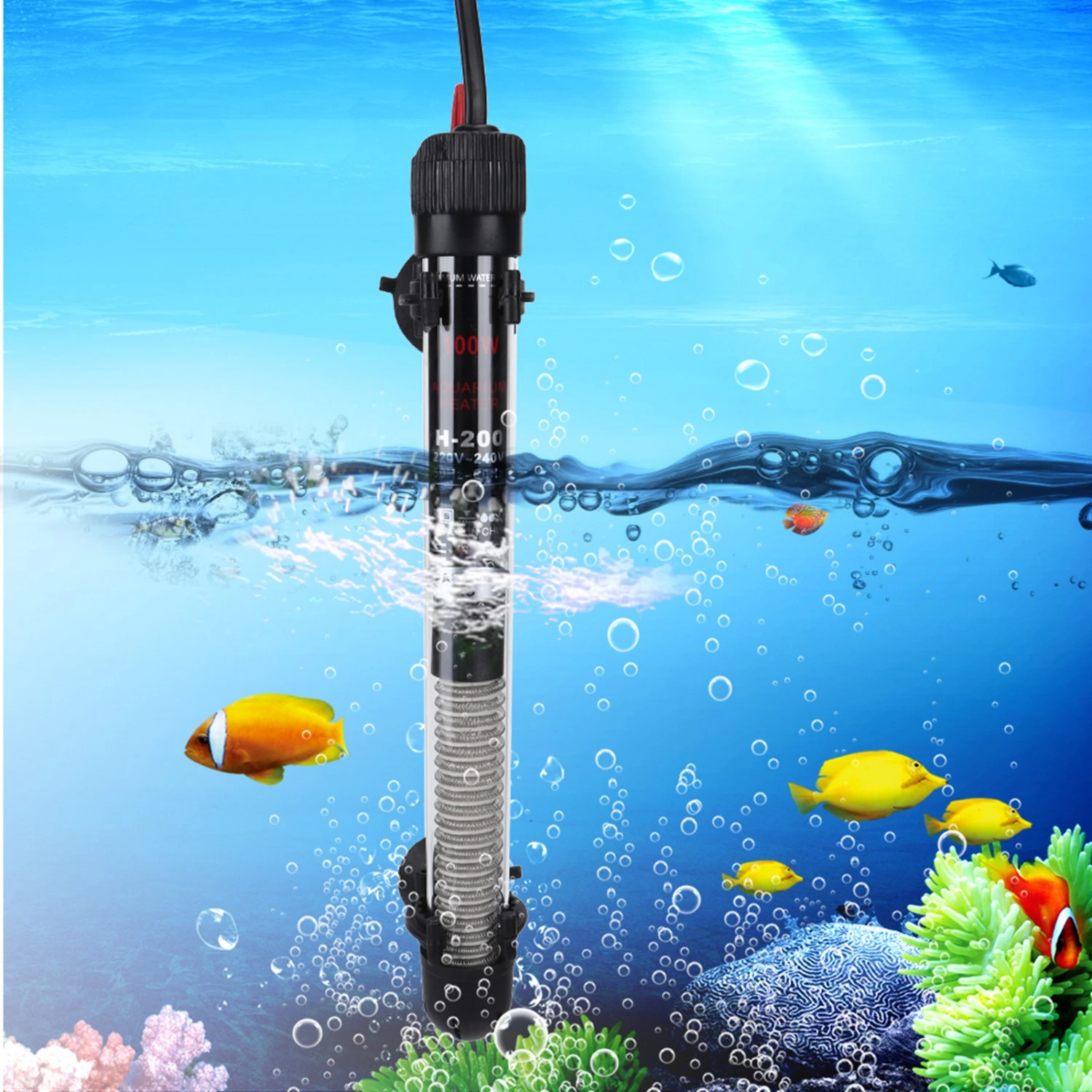 100W Glass Fish Tank Submersible Automatic Constant Temperature Water Heater Heating Rod Aquarium AccessoryEU Plug 220V