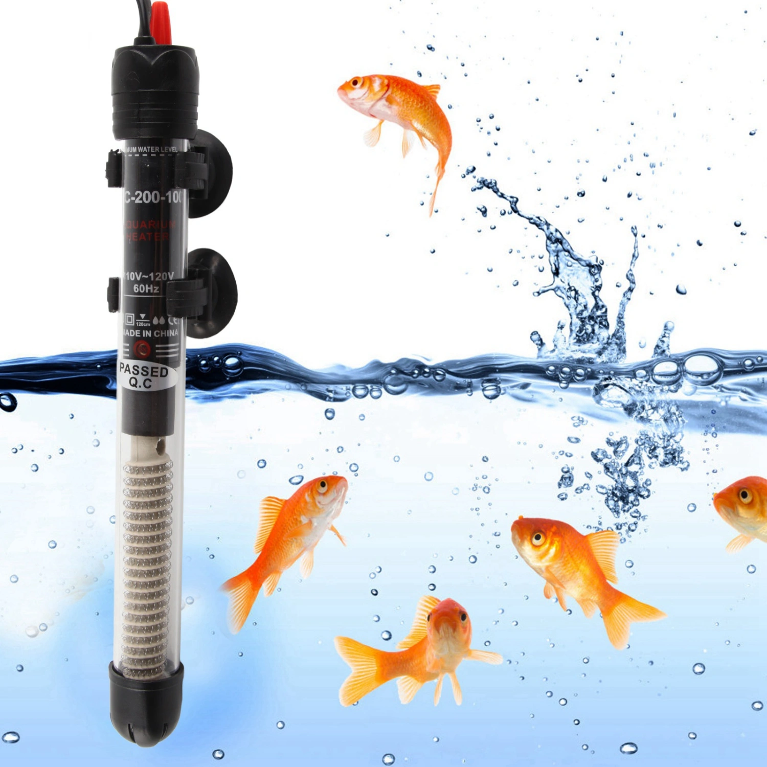 100W Glass Fish Tank Submersible Automatic Constant Temperature Water Heater Heating Rod Aquarium AccessoryUS Plug 110V