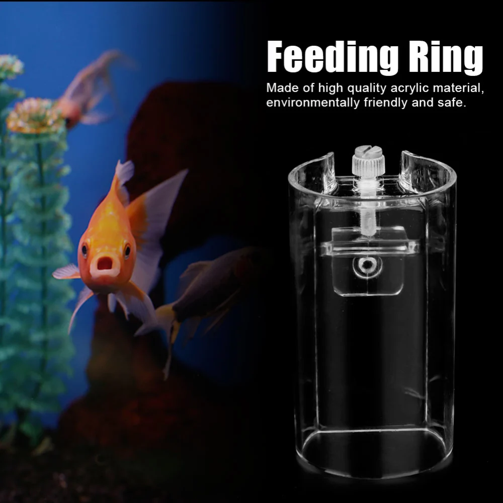 Transparent Acrylic Aquarium Fish Tank Station Floating Food Feeding Ring Accessories