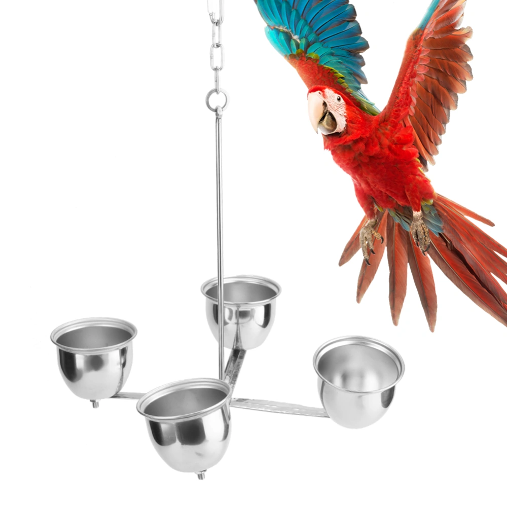 Pet Parrot Bird Stainless Steel Feeding Cups Food Water Bowls Feeder Bird Cage Accessory