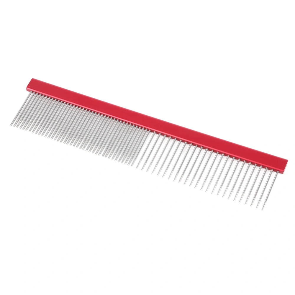 Pet Stainless Steel Straight Comb Open Knot Grooming Cleaning Brush for Cats Dogsred