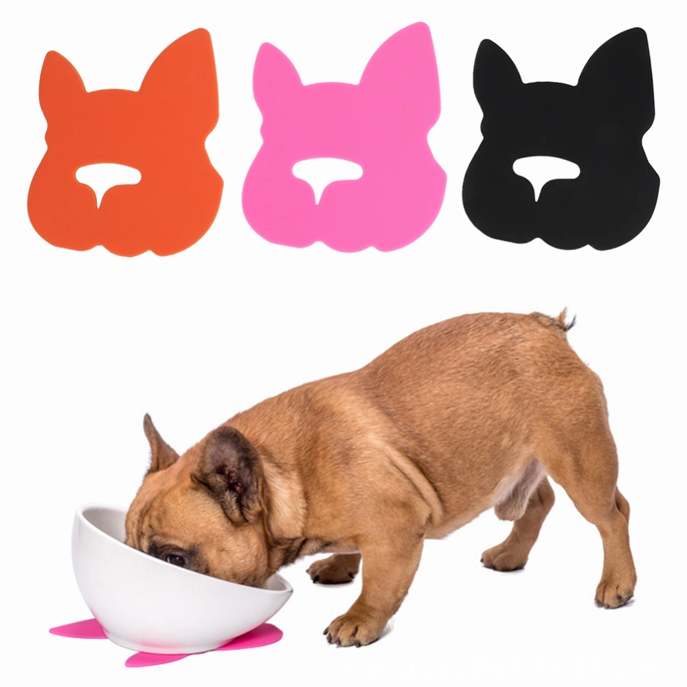 3PCS Silicone Fashionable Beautiful Bulldog Shape Pet Feeding Bowl Anti slip Pad Non slip Mat