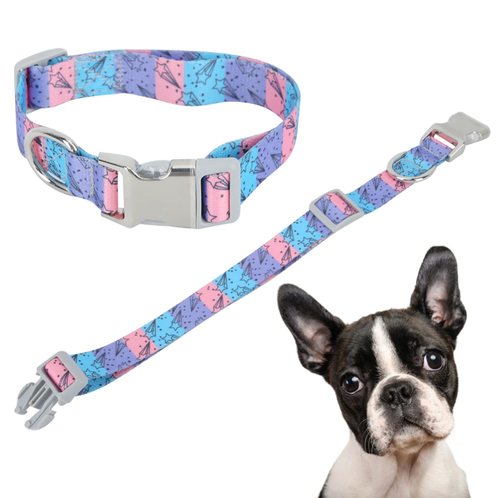 Half Metal Buckle Nylon Pet Collar Printed Webbing Neck Strap Supplies for Small Medium Size DogStar S